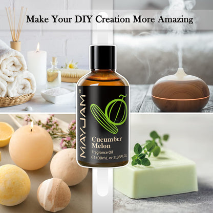 MAYJAM 100ML Cucumber Melon Fragrance Oil with Glass Dropper for Diffusers