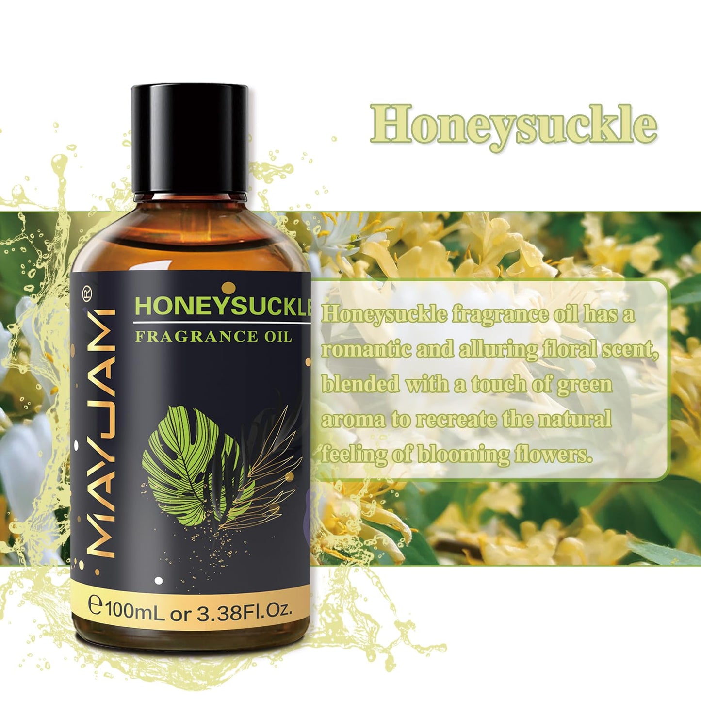 MAYJAM Honeysuckle Fragrance Oil 100ml | Glass Dropper, Diffusers, DIY Soap & Candle
