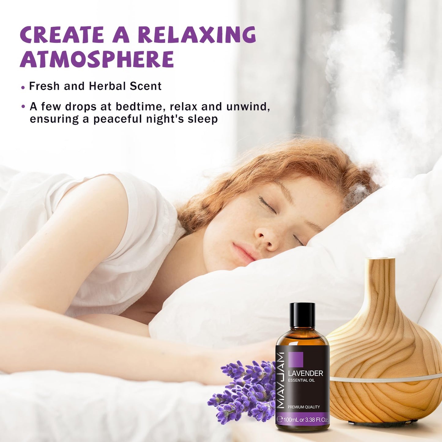 MAYJAM Lavender Essential Oil for Diffusers - 3.38 fl oz (100 ml) - Lavender Oil for Skin, Hair, Massage, Aromatherapy, Soap & Candle Making