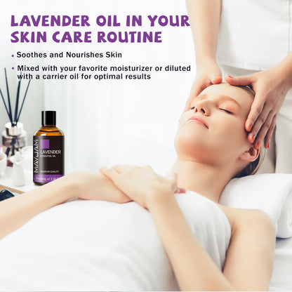 MAYJAM Lavender Essential Oil for Diffusers - 3.38 fl oz (100 ml) - Lavender Oil for Skin, Hair, Massage, Aromatherapy, Soap & Candle Making