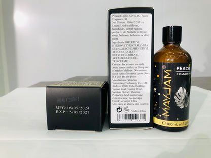 MAYJAM Peach Fragrance Oil 100ml with Glass Dropper - Diffuser & DIY Use
