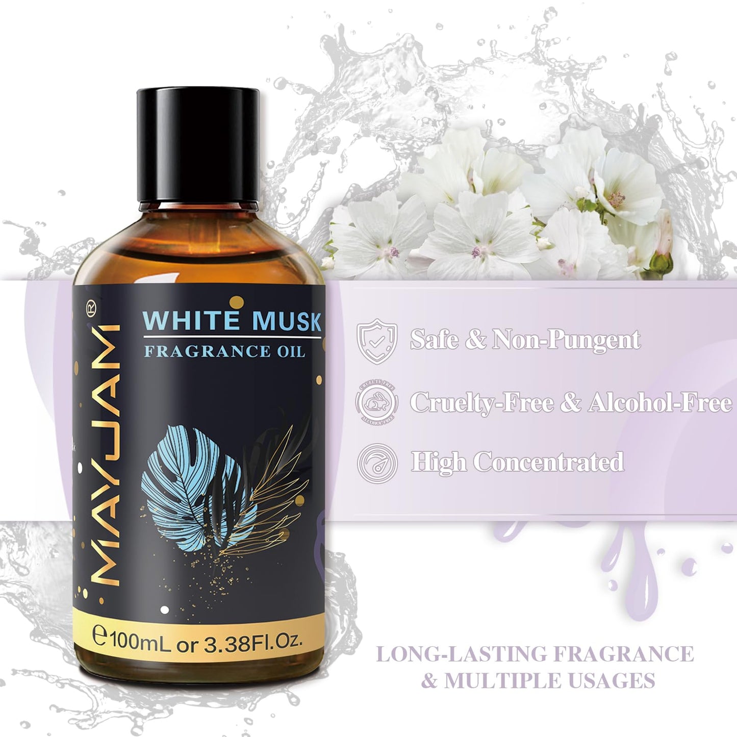 MAYJAM 100ML White Musk Fragrance Oils with Glass Dropper – Diffusers, Soap & Candle Making