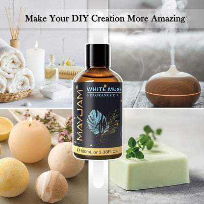 MAYJAM 100ML White Musk Fragrance Oils with Glass Dropper – Diffusers, Soap & Candle Making
