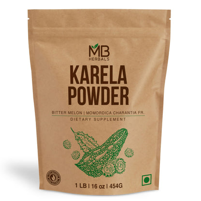 MB Herbals De-Seeded Karela Powder 454g (1 lb, 16 oz) - 100% Pure Bitter Melon, Non-GMO, Gluten Free