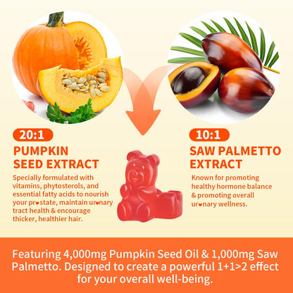 Mchokuu Pumpkin Seed Oil Gummies 4000mg + Saw Palmetto – Hair & Skin