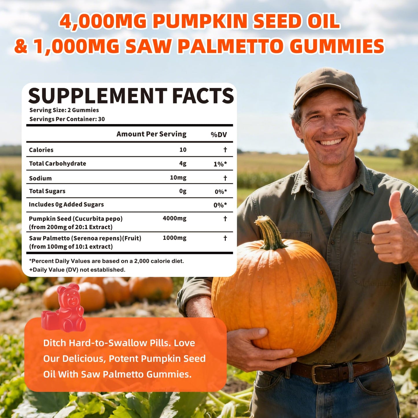 Mchokuu Pumpkin Seed Oil Gummies 4000mg + Saw Palmetto – Hair & Skin