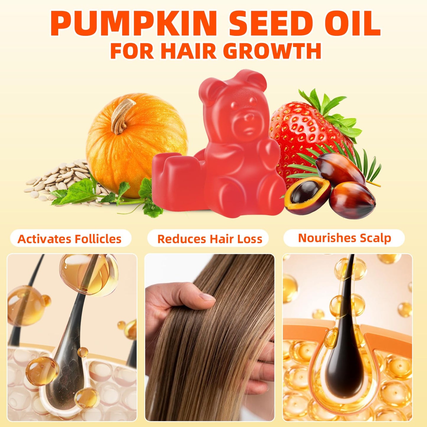 Mchokuu Pumpkin Seed Oil Gummies 4000mg + Saw Palmetto – Hair & Skin