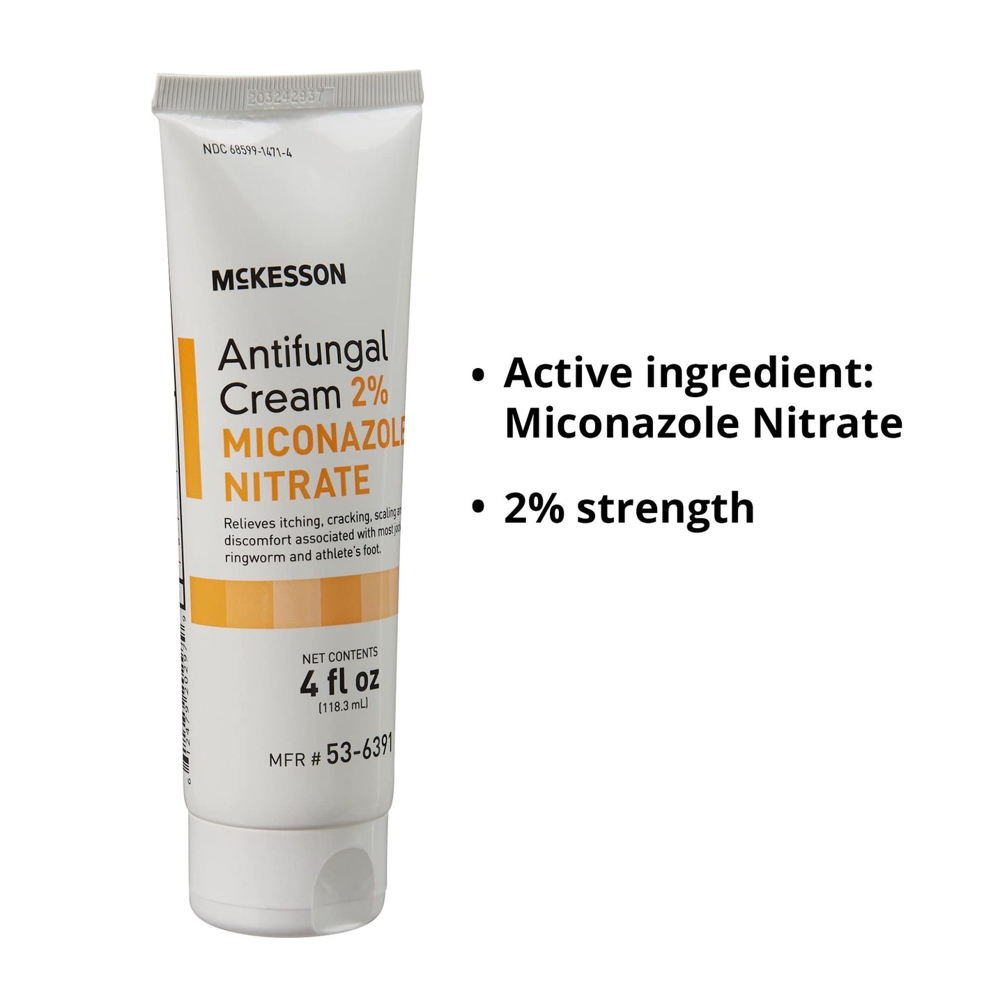 McKesson Antifungal Cream 2% Miconazole Nitrate — 4 oz Tube (3 Count) for Itching, Burning & Cracking
