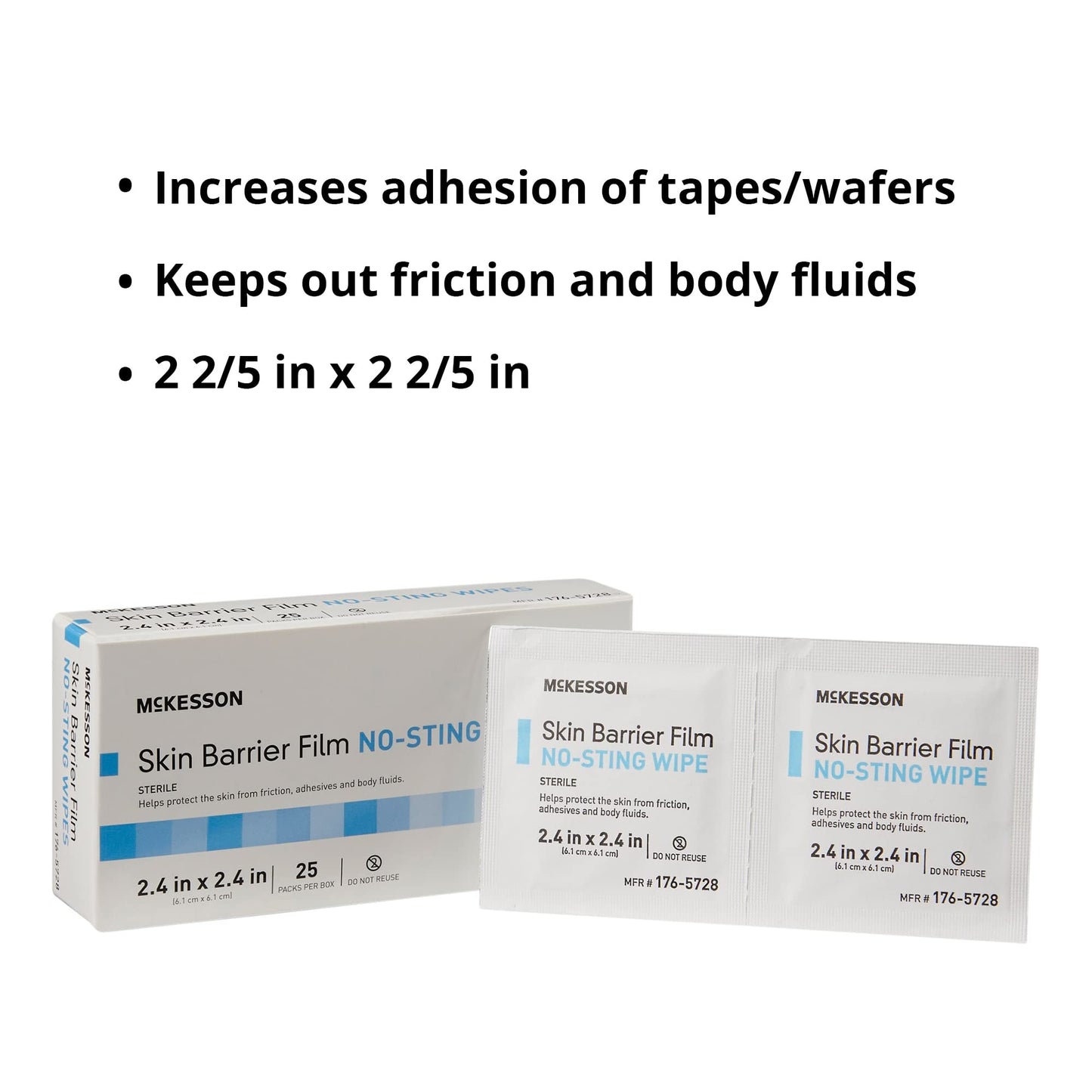 McKesson Skin Barrier Film Wipes – Sterile, No-Sting, Individual Pack, 25 Wipes