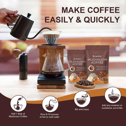 2-Pack Mushroom Coffee with 6 Adaptogenic Mushrooms | Lion’s Mane & Cordyceps