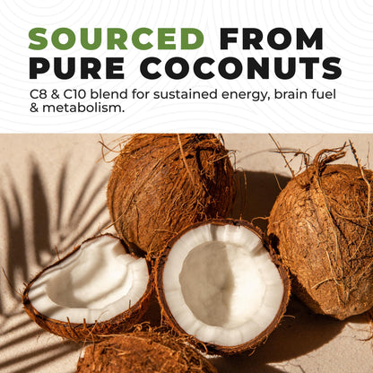 100% Coconut MCT Oil Liquid – C8 C10 for Sustained Mental Energy & Focus | Palm Free, Vegan, Keto & Paleo | 32 oz (60+ Servings)