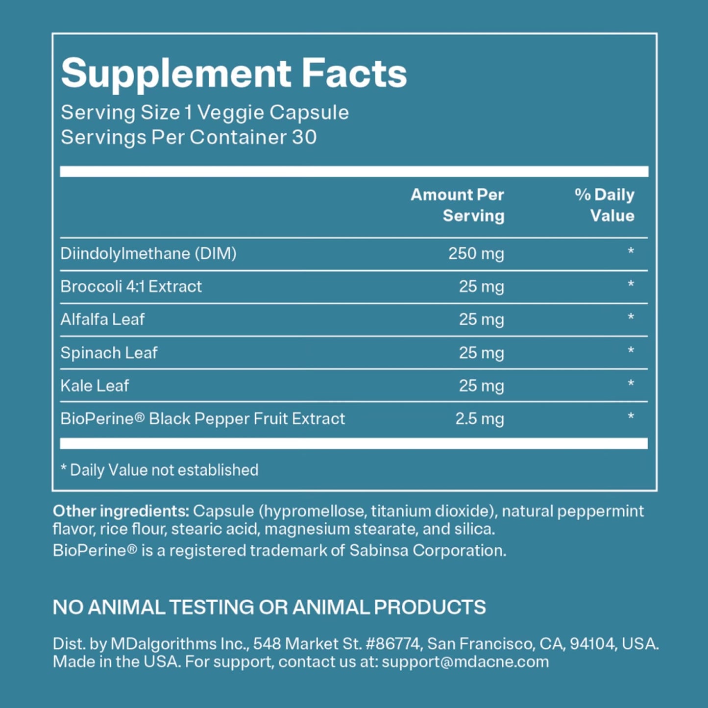 MDacne DIM Skin Clearing Supplements – 30 Vegan Capsules | Acne Treatment, Estrogen Balance & Hormone Support