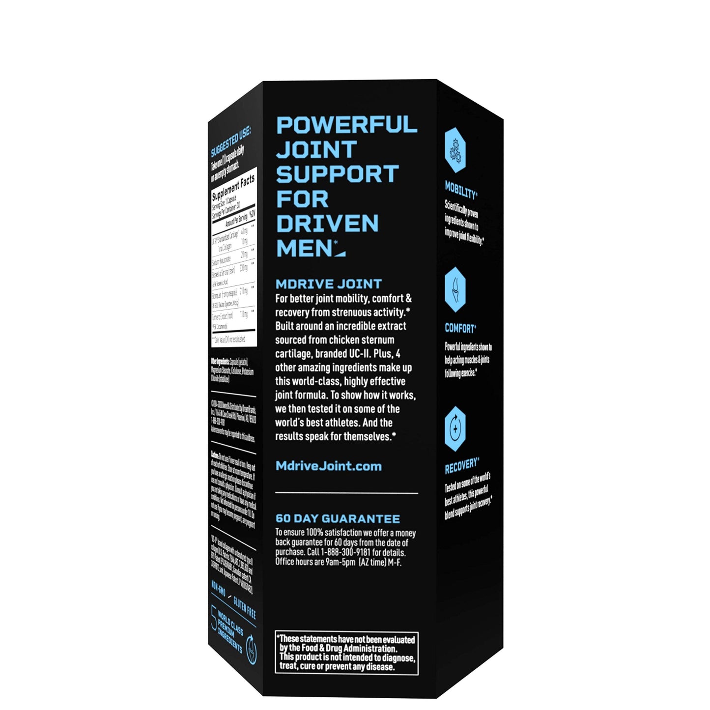 Mdrive Joint Support for Men – UC-II Collagen, Turmeric & Hyaluronic Acid – 30 Count