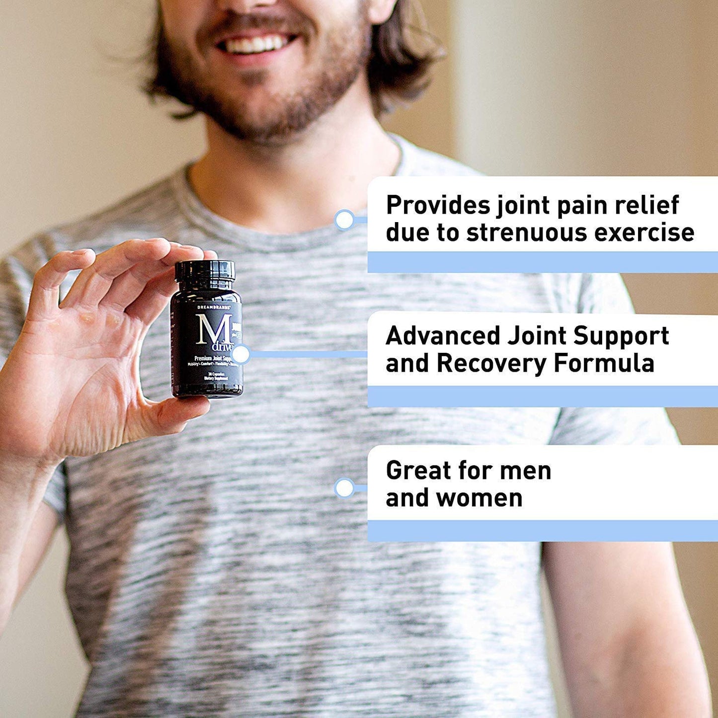 Mdrive Joint Support for Men – UC-II Collagen, Turmeric & Hyaluronic Acid – 30 Count
