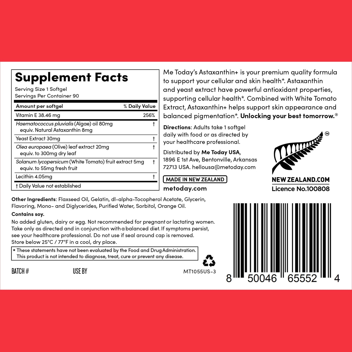 Me Today Complex Astaxanthin+ 8mg Softgels | Antioxidant Support for Skin Health & Cellular Wellness