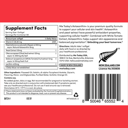 Me Today Complex Astaxanthin+ 8mg Softgels | Antioxidant Support for Skin Health & Cellular Wellness