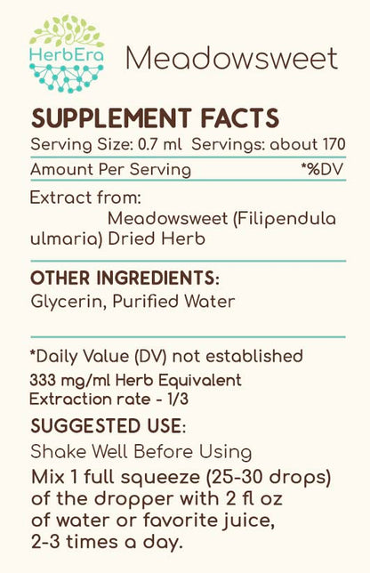Meadowsweet B120 Alcohol-Free Herbal Extract Tincture - 4 fl oz