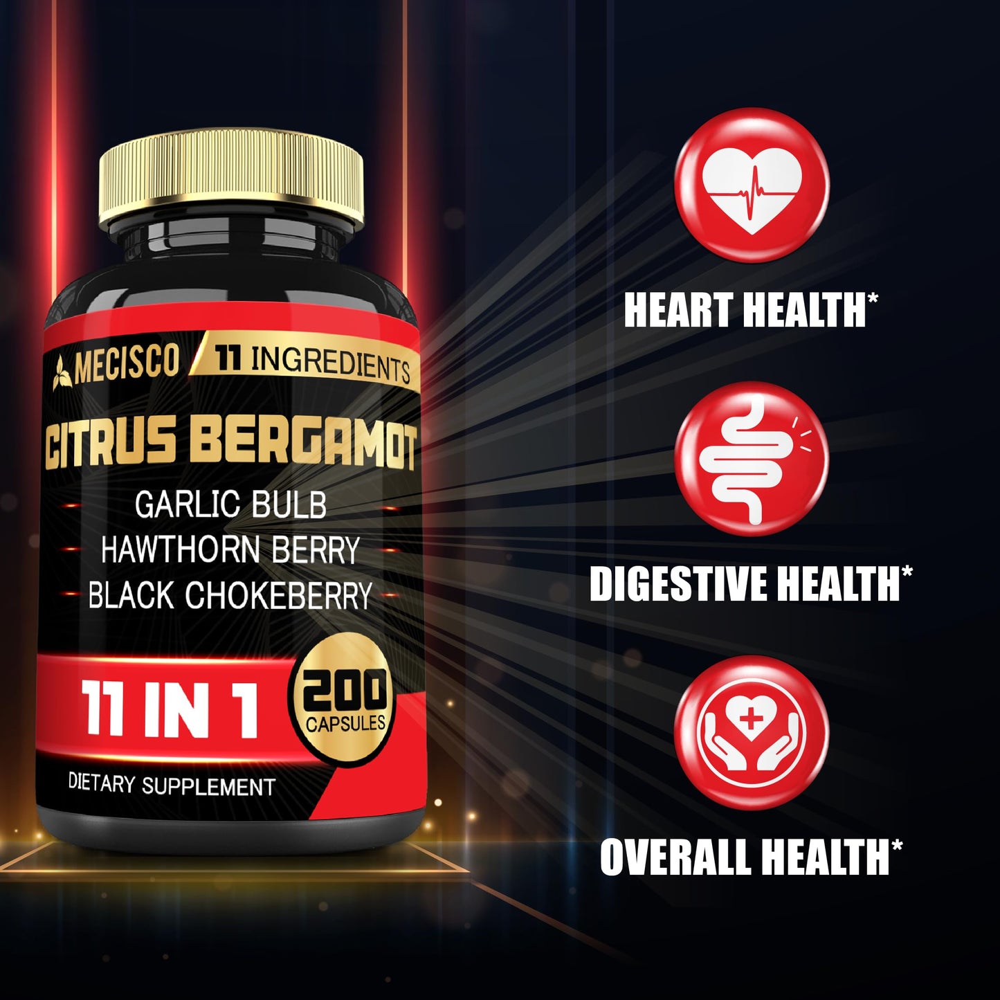 Mecisco Citrus Bergamot 11in1 1000mg – Immune & Circulatory Support, 200 Capsules
