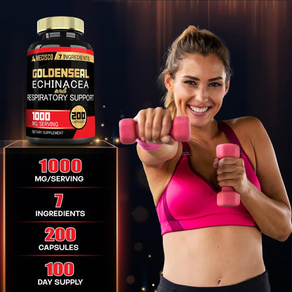 Mecisco Goldenseal Root Capsule Organic with Echinacea - Immune & Digestive Support (200 Capsules)