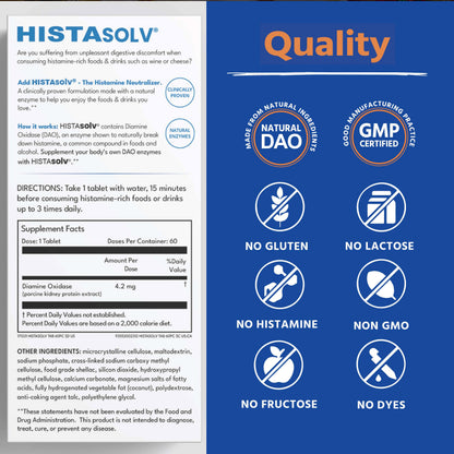 Medagel HISTAsolv Extra Strength DAO Enzyme Supplement for Histamine Intolerance - 30 Pack, Made in Austria