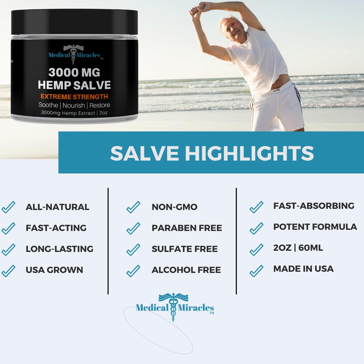 Medical Miracles Hemp 3000mg Salve – Extreme Strength for Joints | USA Made
