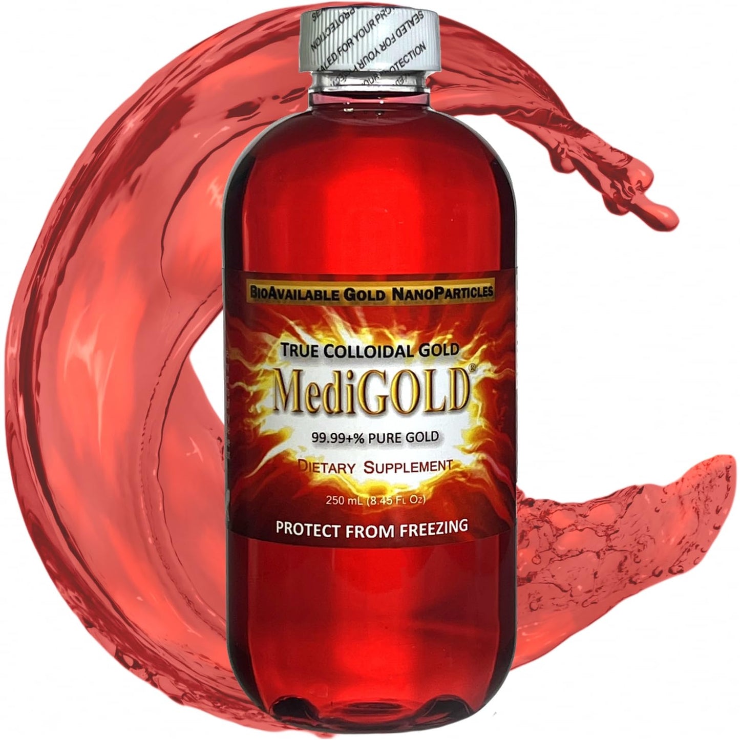 MediGOLD True Colloidal Gold AuNP Supplement – 250 mL in BPA-Free Bottle