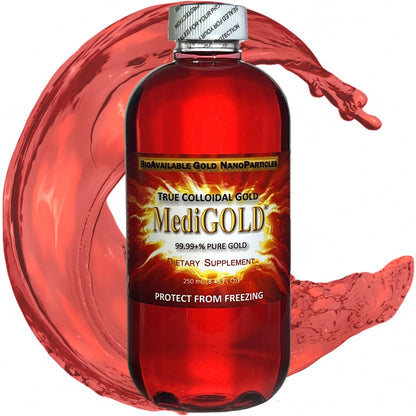 MediGOLD True Colloidal Gold AuNP Supplement – 250 mL in BPA-Free Bottle