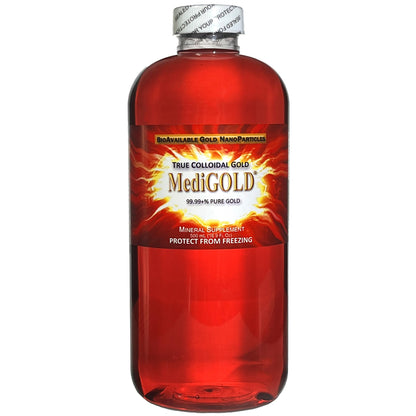 MediGOLD True Colloidal Gold AuNP – 500 mL Nutritional Supplement (Clear Bottle)