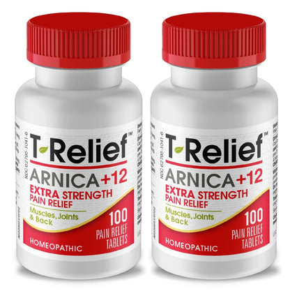 MediNatura T-Relief Extra-Strength Arnica +12 Actives – Back Pain & Muscle Aches, 100 Tablets (2 Pack)