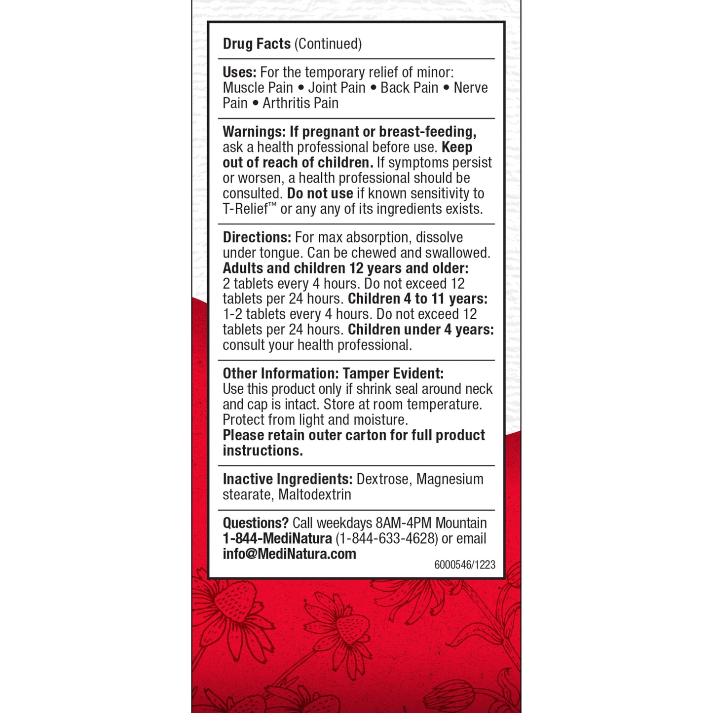 MediNatura T-Relief Arnica +12 Natural Relieving Actives - 3 Pack, 100 Tablets