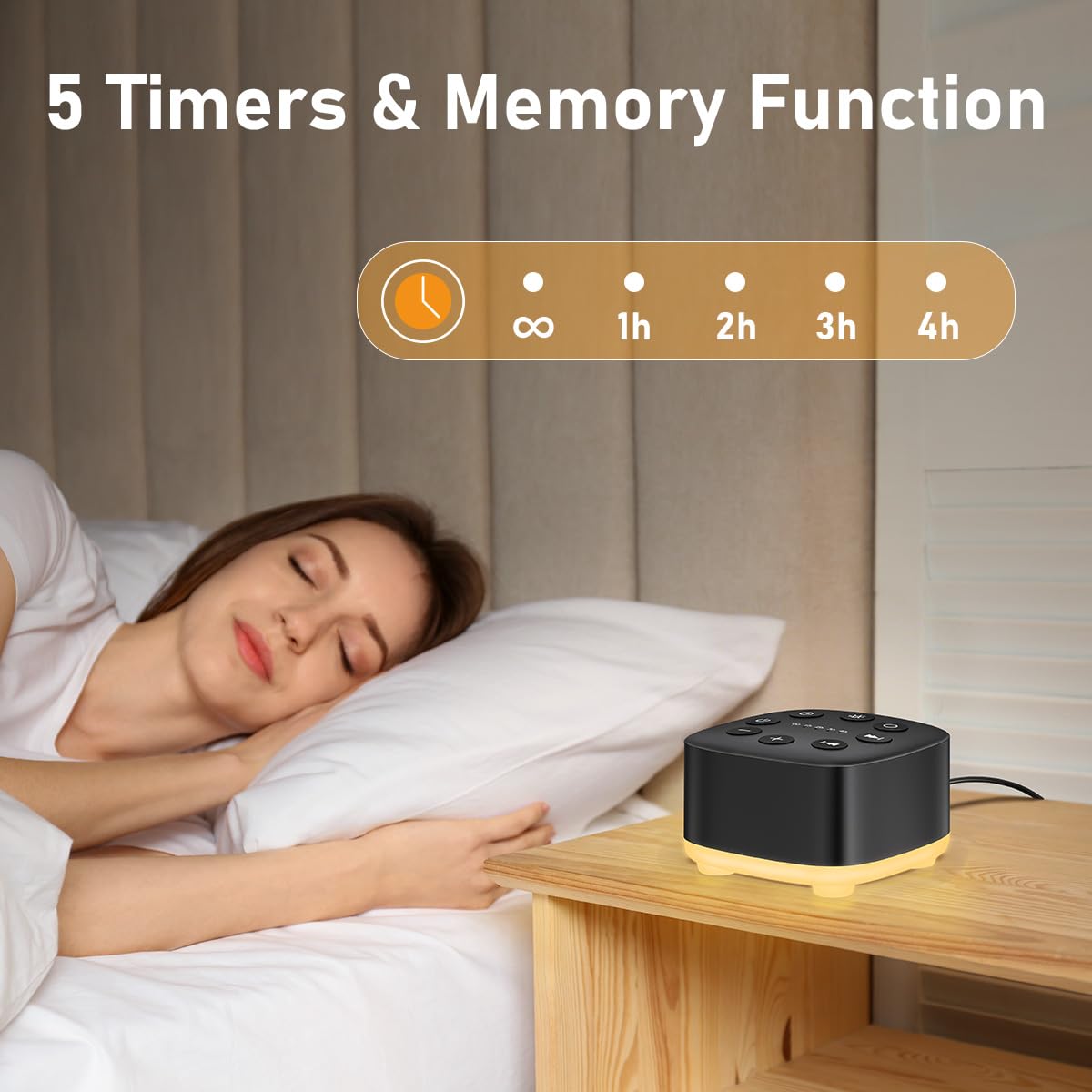 Meditation White Noise Sound Machine — 30 Sounds, 32-Stage Volume, 12 Night Light, Travel-Ready