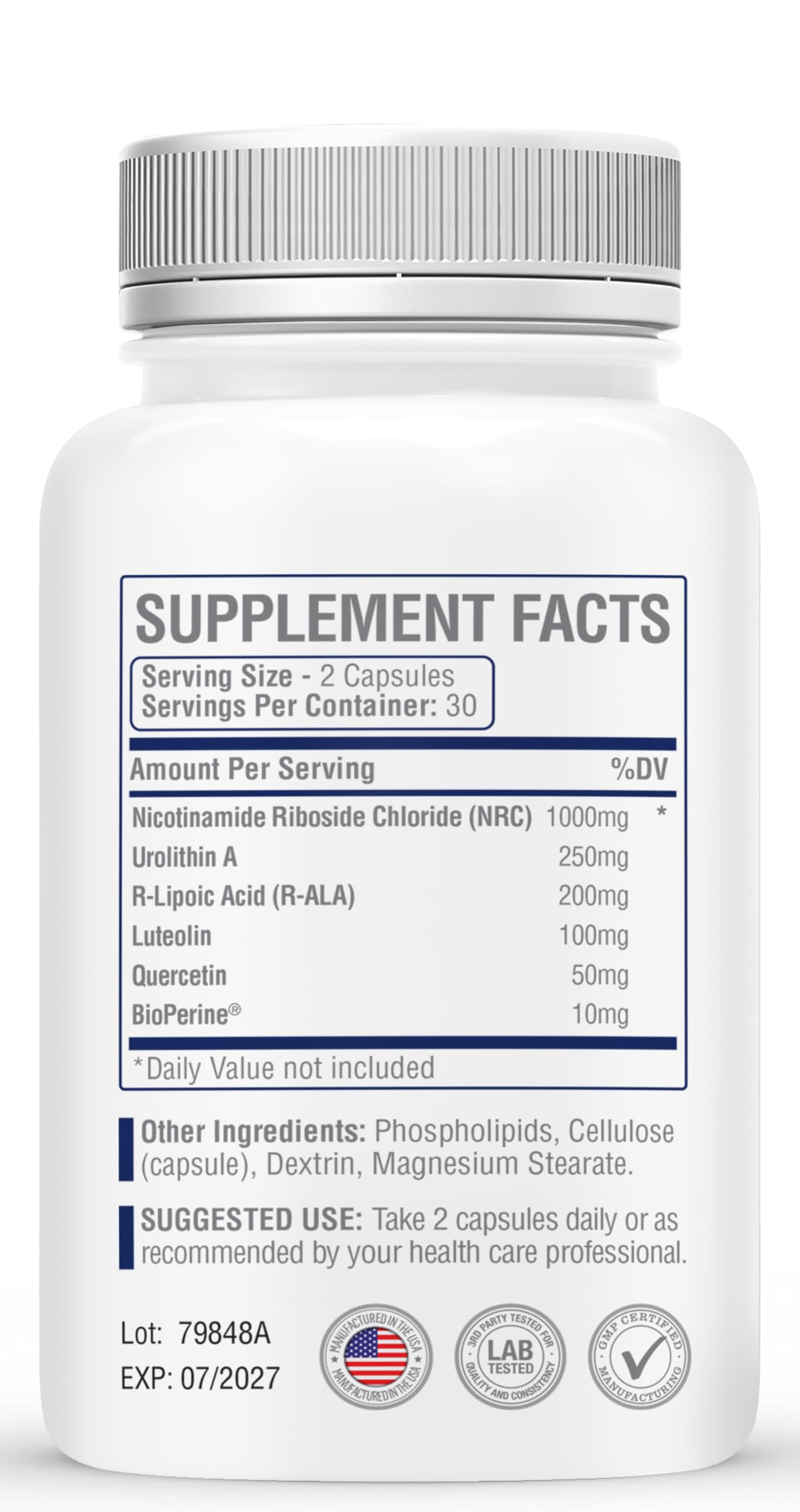 MEDIWEL N-Stac2 NAD+ Supplement – 1000mg NR + Urolithin A, 60 Capsules