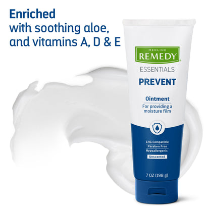 Medline Remedy Essentials Ointment - Unscented, Hypoallergenic Incontinence Skin Care (7 oz Tube, 12 Count)