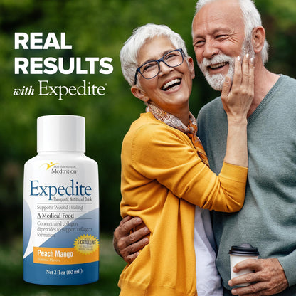 Medtrition Expedite Liquid Collagen – Peach Mango, 2 oz, Pack of 24 | Post-Surgery Recovery Nutrition