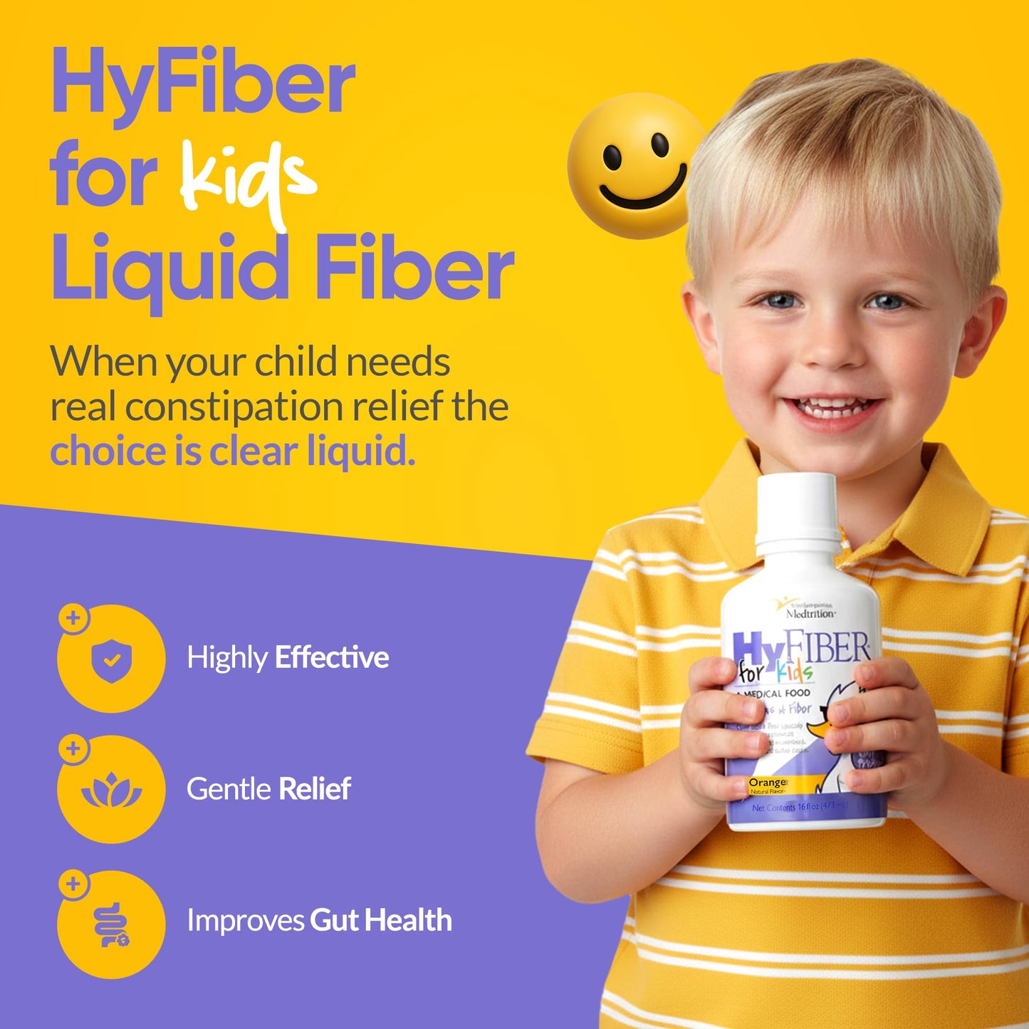 Medtrition HyFiber Kids Liquid Fiber – 6g Fiber per 0.5 oz, 32 Servings per Bottle, Pack of 2