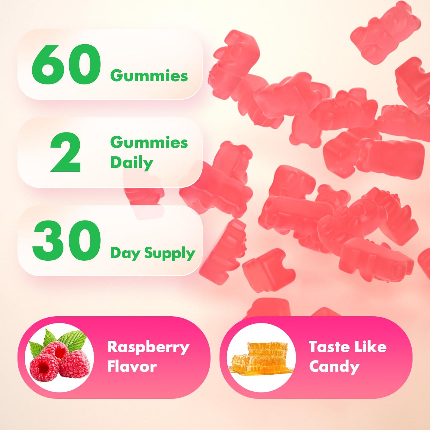 MEENCCD L-Methylfolate 15mg Gummies – 5-MTHF for Brain Health & Immunity (Vegan Raspberry, 60 Count)