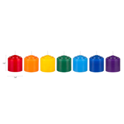 Mega Candles 14-Pcs Unscented Chakra Votive Candles — Hand-Poured, 10-Hour Burn, 1.38x1.5 in, 100% Cotton Wicks