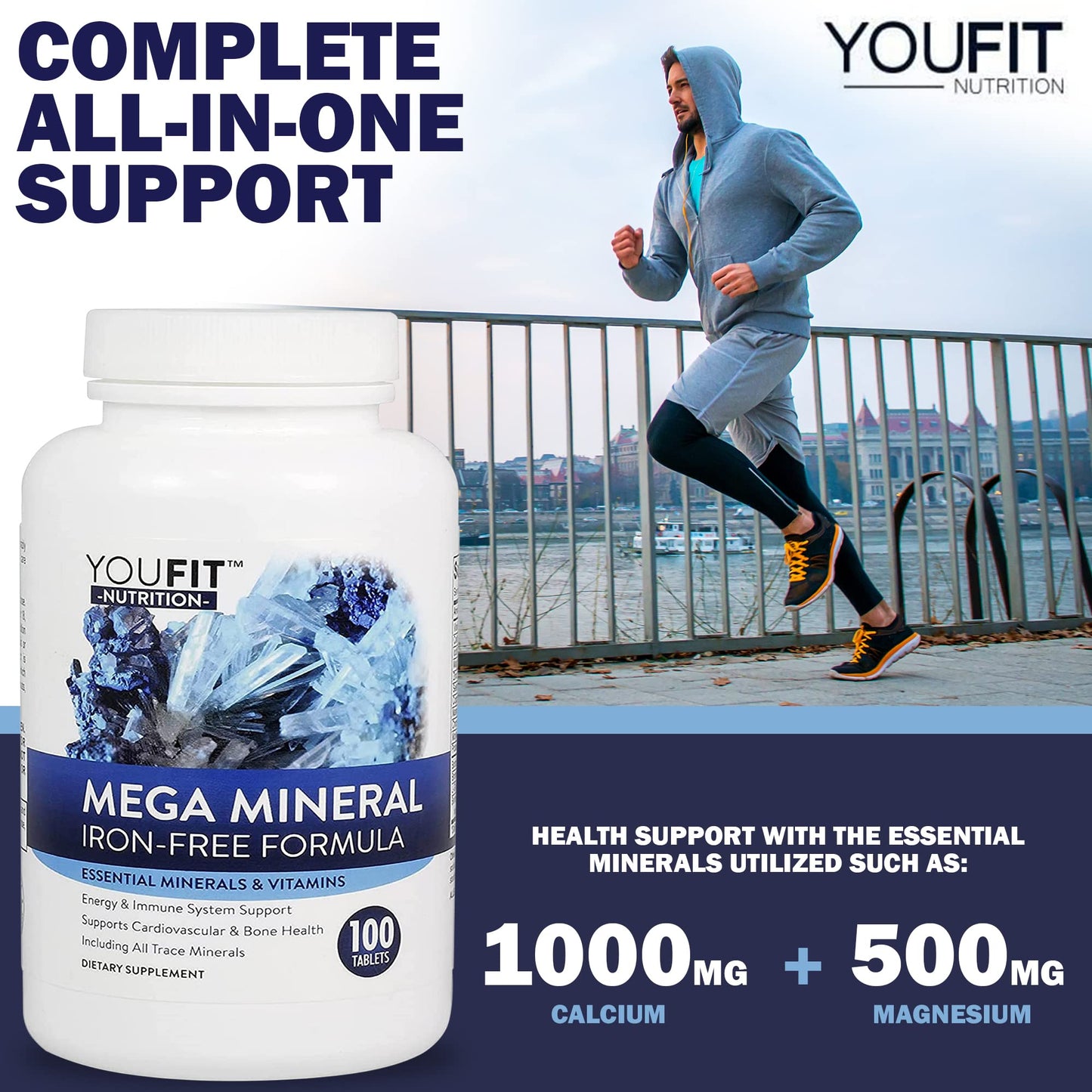 Mega Minerals Supplement by Youfit Nutrition - 72 Trace Minerals, Iron Free