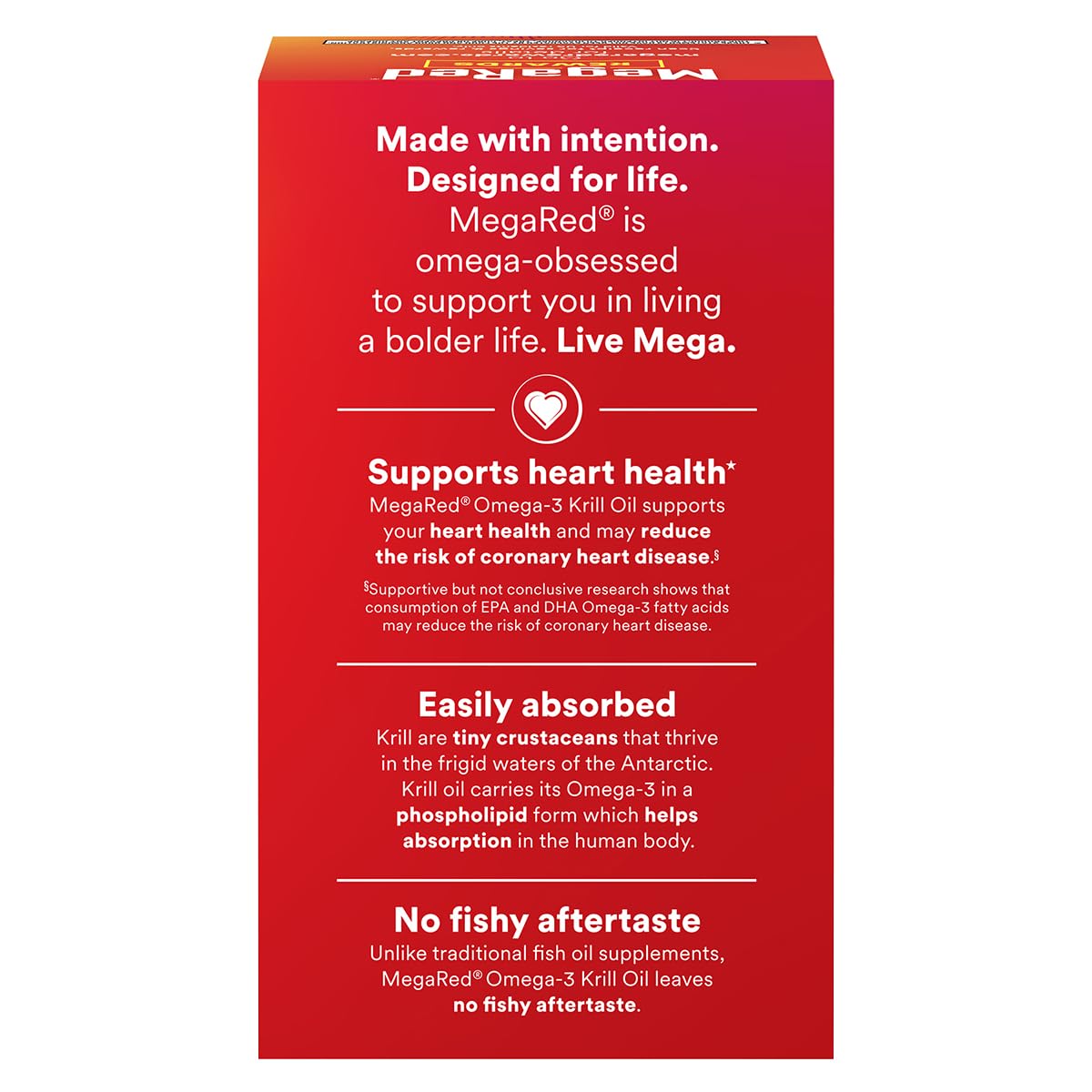 MegaRed Extra Strength Krill Oil 500mg - EPA/DHA, No Fishy Aftertaste | Heart Health, 80 Softgels (2 Pack)