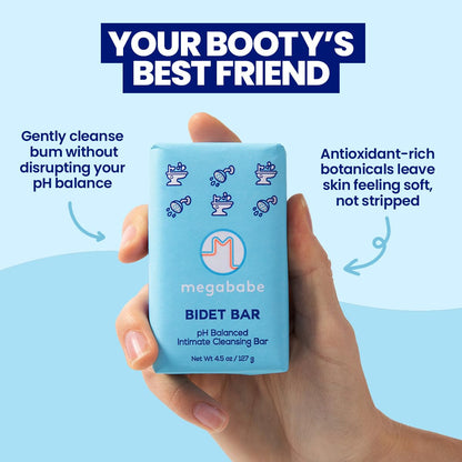 Megababe Bidet Bar | pH-Balanced Intimate Cleansing Bar (4.5 oz) | Stocking Stuffer Gift