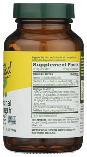 MegaFood Adrenal Strength - Adrenal Support with Ashwagandha, Magnesium Glycinate, Vitamin C | Vegetarian, 60 Tablets
