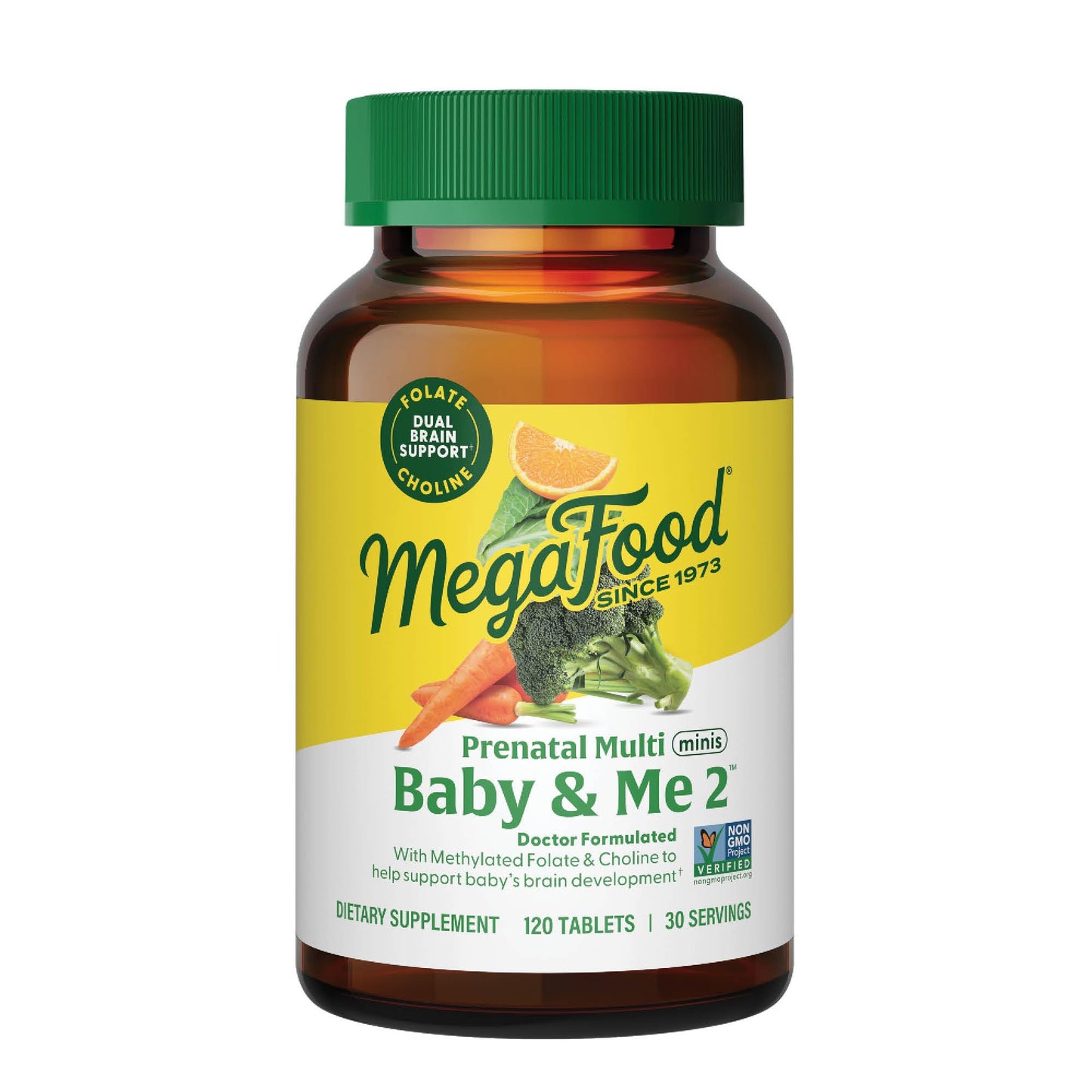MegaFood Baby & Me 2 Prenatal Mini Vitamins – Choline & Methyl Folate