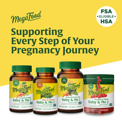 MegaFood Baby & Me 2 Prenatal Mini Vitamins – Choline & Methyl Folate