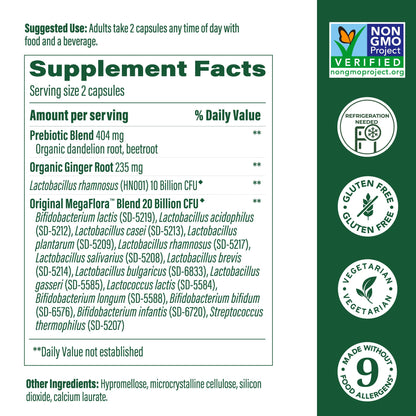 MegaFood Baby & Me 2 Prenatal Probiotics – 30B CFU, Vegetarian, Non-GMO, 60 Caps
