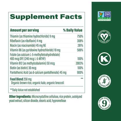 MegaFood Balanced B Complex – 8 B Vitamins – Vegan & Gluten Free – 60 Tabs