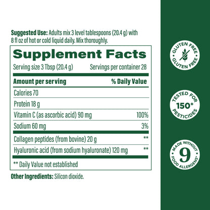 MegaFood Collagen Peptides – Unflavored, 20oz (28 Servings) – Grass-Fed Bovine