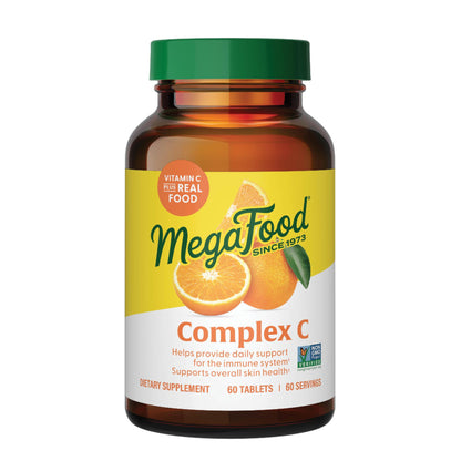 MegaFood Complex C – Vegan Vitamin C 250 mg Immune Support, Real Food Ingredients (Orange, Cranberry & Brown Rice) | Gluten-Free & Kosher | 60 Tablets