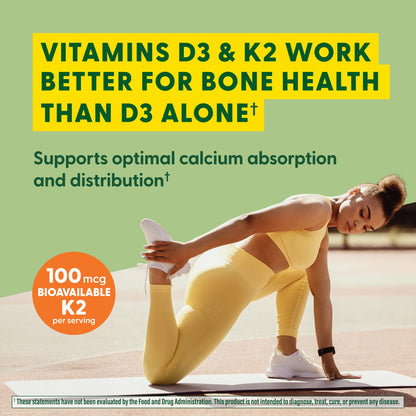 MegaFood Vitamin D3 K2 Gummies - 5000 IU D3, 100 mcg K2 | Peach Flavor, Vegetarian, 60 Gummies