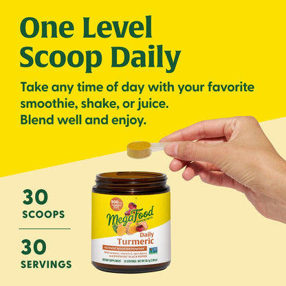 MegaFood Daily Turmeric Nutrient Booster Powder – Vegan Turmeric Supplement with Black Pepper, Tart Cherry & Vitamin C (2 x 2.08 oz)