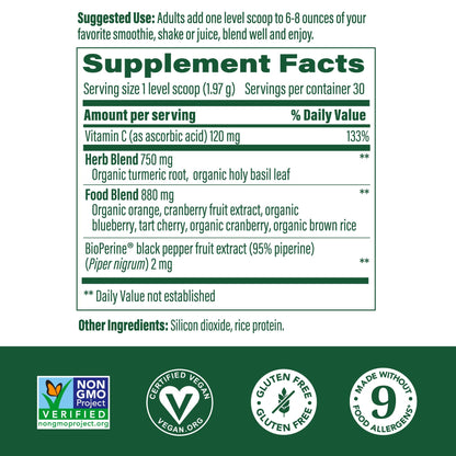 MegaFood Daily Turmeric Nutrient Booster Powder – Vegan Turmeric Supplement with Black Pepper, Tart Cherry & Vitamin C (2 x 2.08 oz)